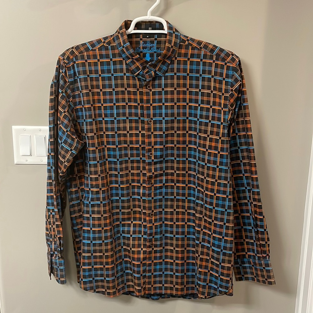 LUCHIANO VISCONTI BLACK MULTI-COLOR COLLSR BUTTON DOWN SHIRT. XL